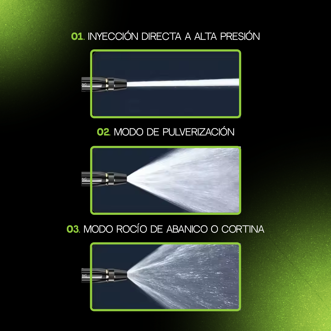Boquilla de presión: Limpia y riega como profesional