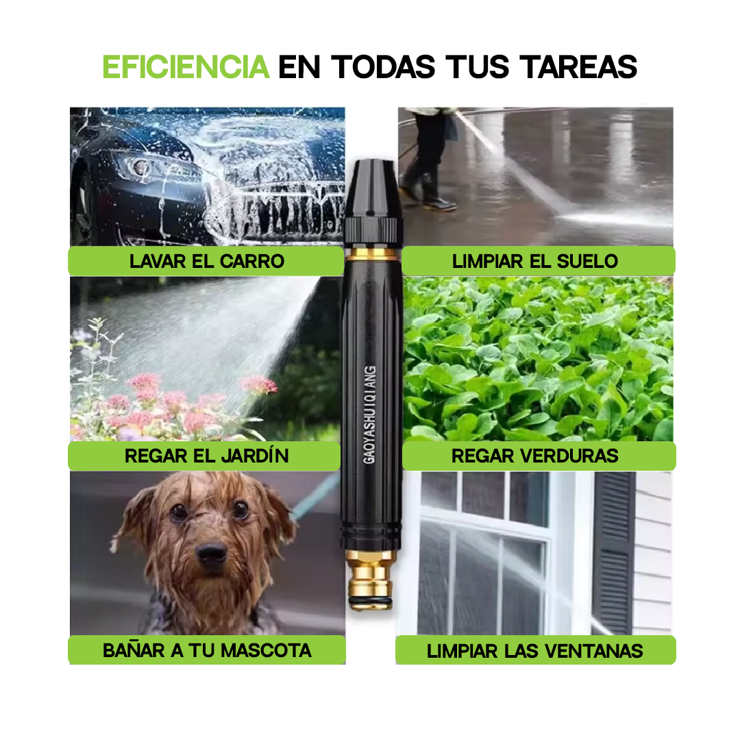 Boquilla de presión: Limpia y riega como profesional